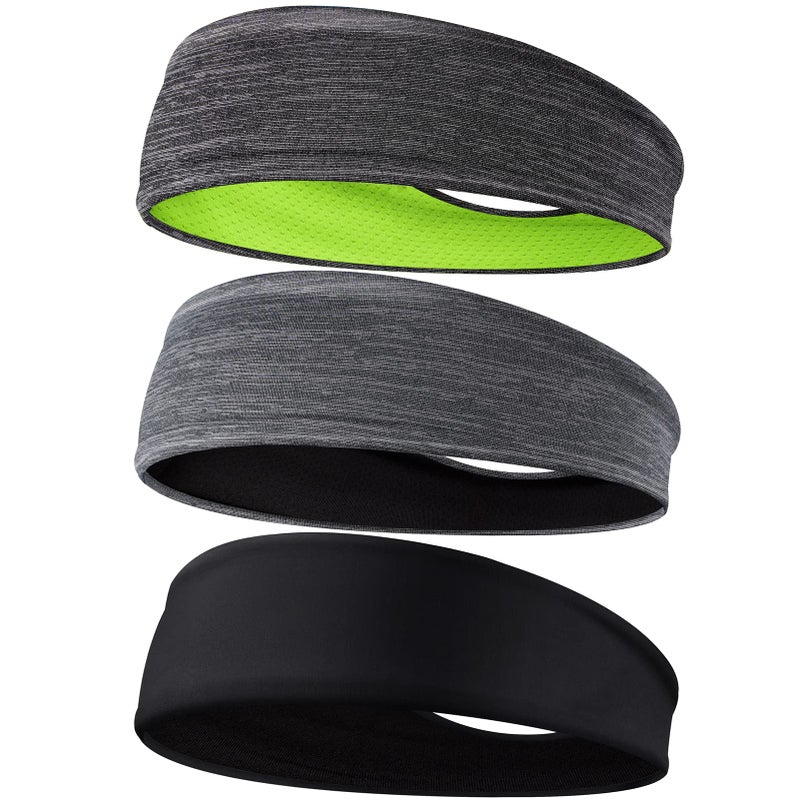 Braylin Men's Headbands, 3-Pack Head Band for Men, Sport Sweatbands for Running Fitness Yoga Cycling, Sweat Wicking Non Slip - Image 1